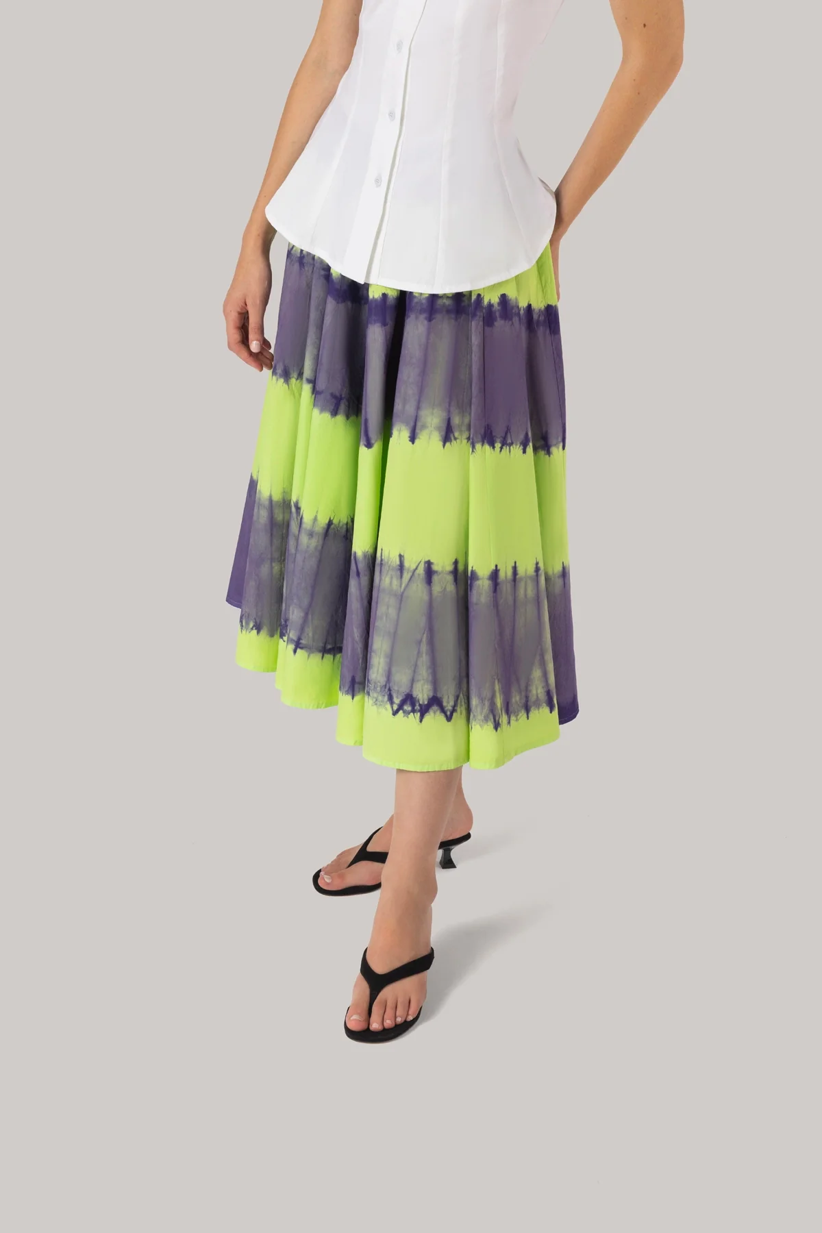 Sharon Skirt Purple and Green Tie Dye Cotton - Image 2