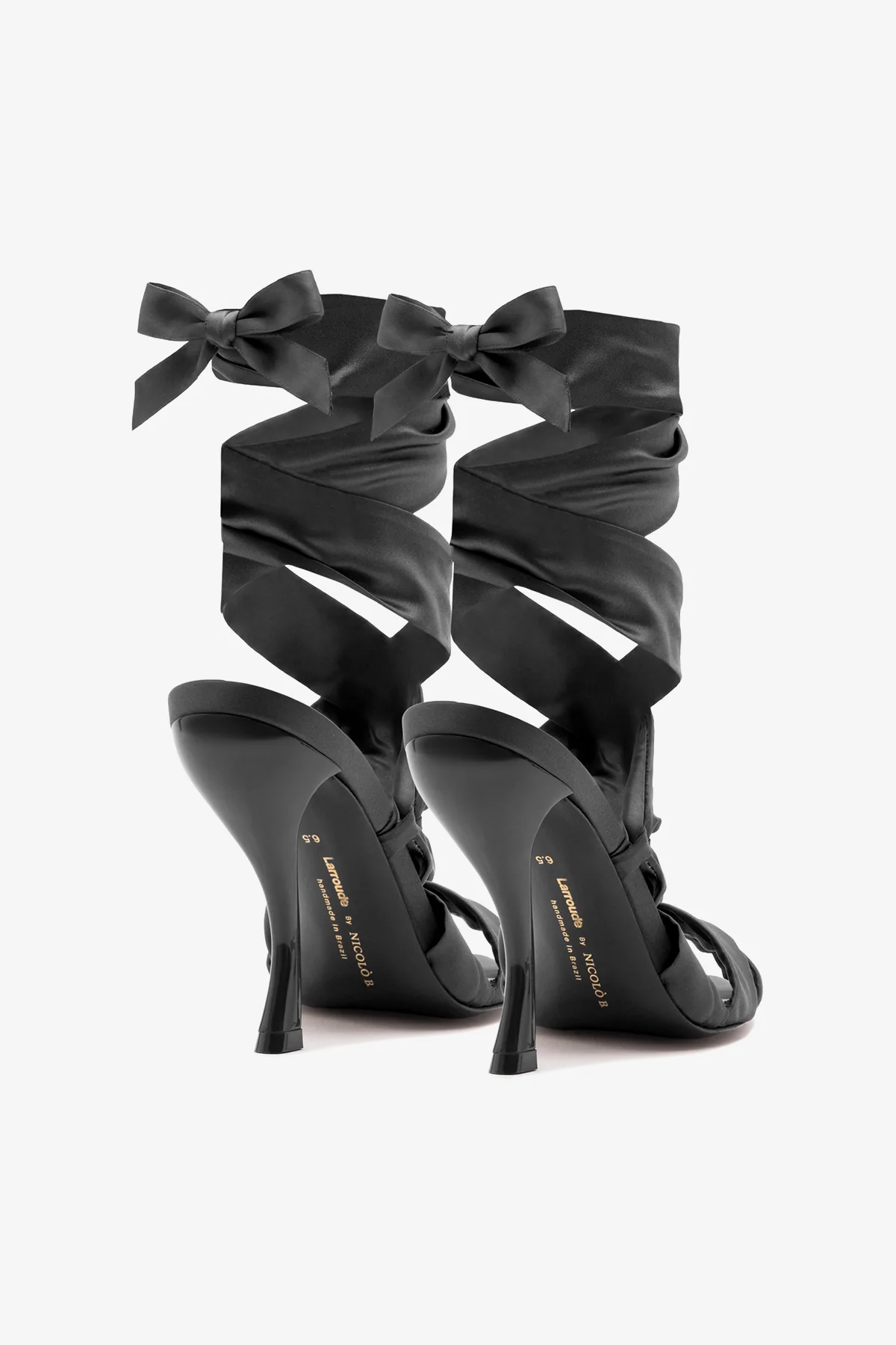 Larroudé x Nicolò B.: Dani Sandal Black Satin - Image 6