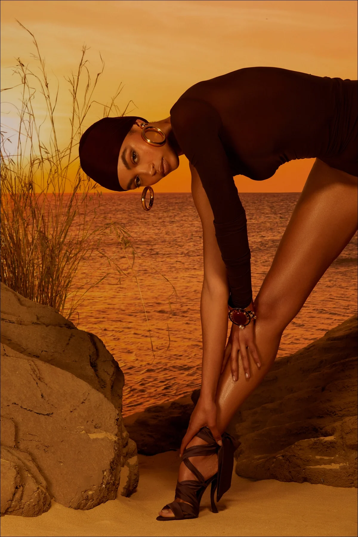 Larroudé x Nicolò B.: Dani Sandal Mahogany Satin - Image 5