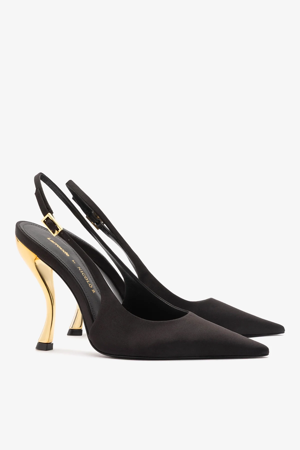 Larroudé x Nicolò B.: Grace Pump Black Satin - Image 3