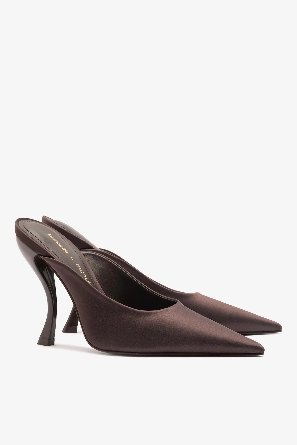 Larroudé x Nicolò B.: Inna Mule Mahogany Satin - Image 3