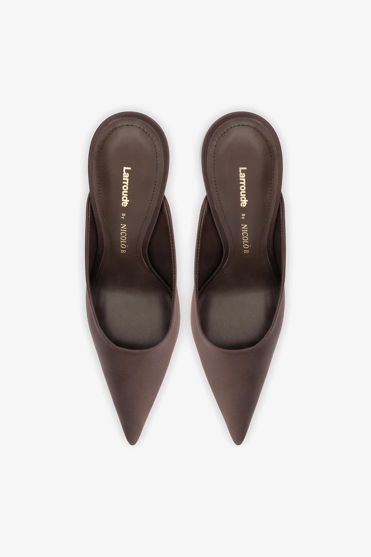 Larroudé x Nicolò B.: Inna Mule Mahogany Satin - Image 6