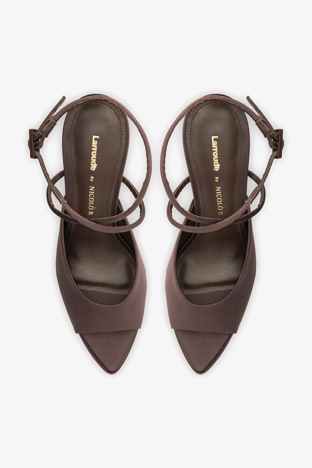 Larroudé x Nicolò B.: Lola Sandal Mahogany Satin - Image 6