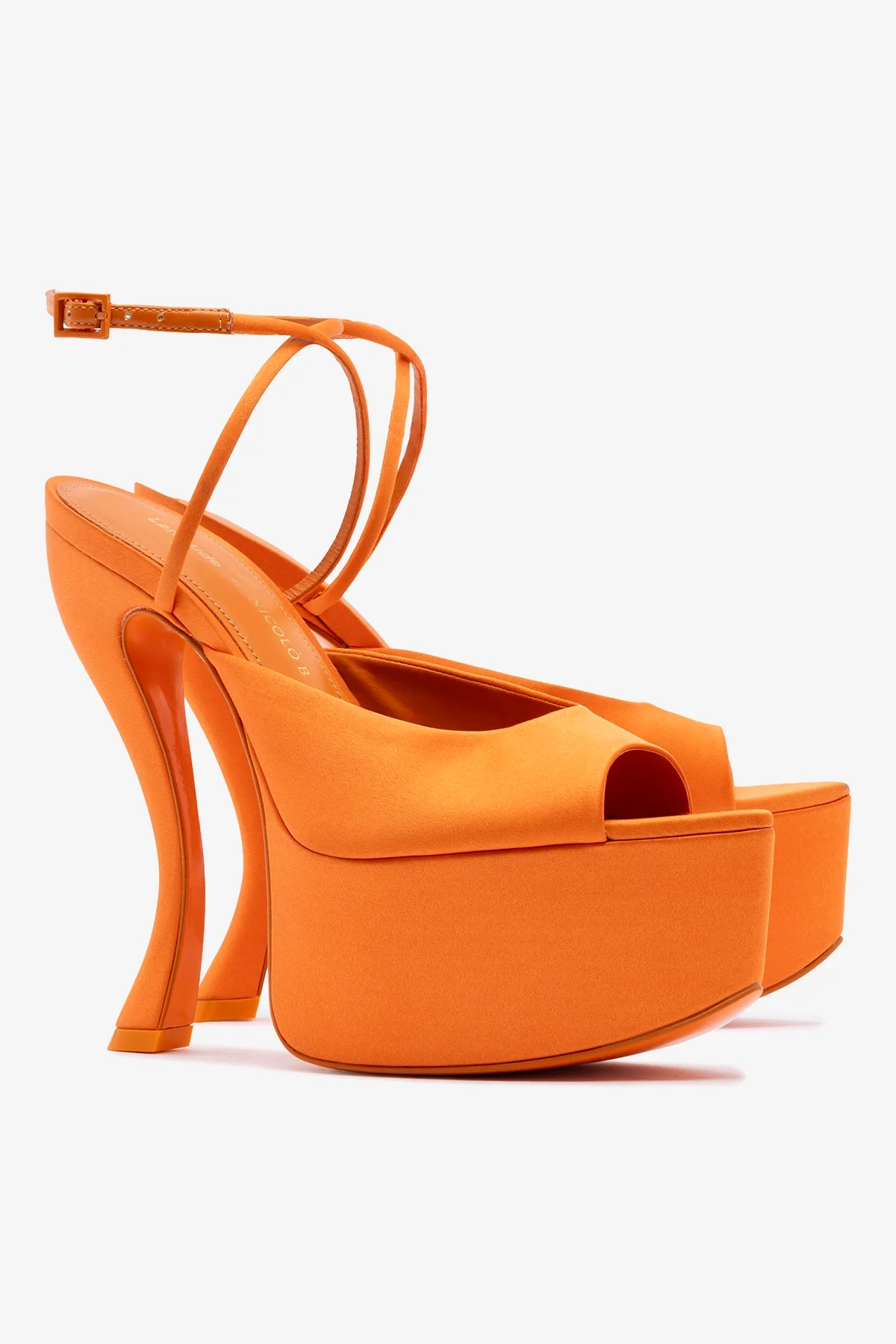 Larroudé x Nicolò B.: Lola Sandal Tangerine Satin - Image 3