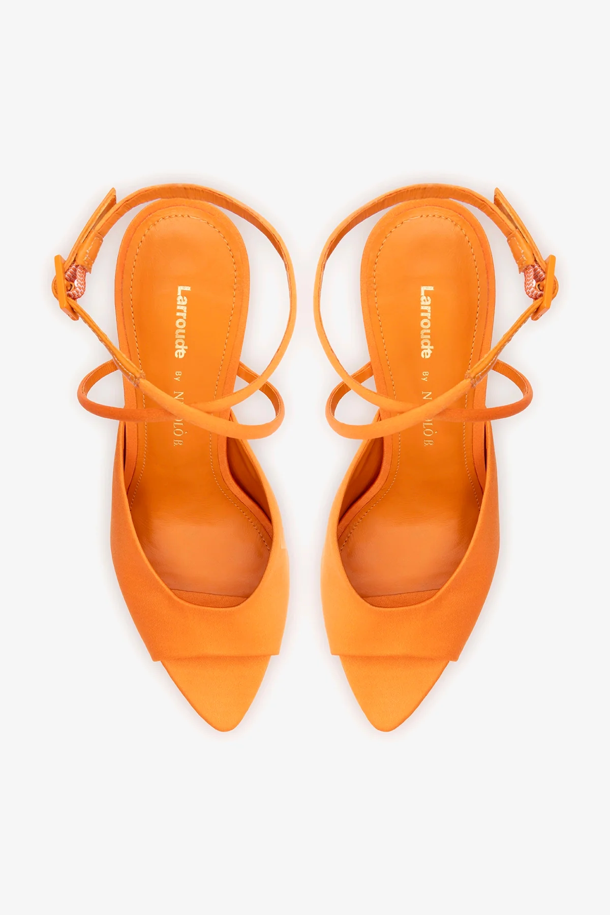 Larroudé x Nicolò B.: Lola Sandal Tangerine Satin - Image 6