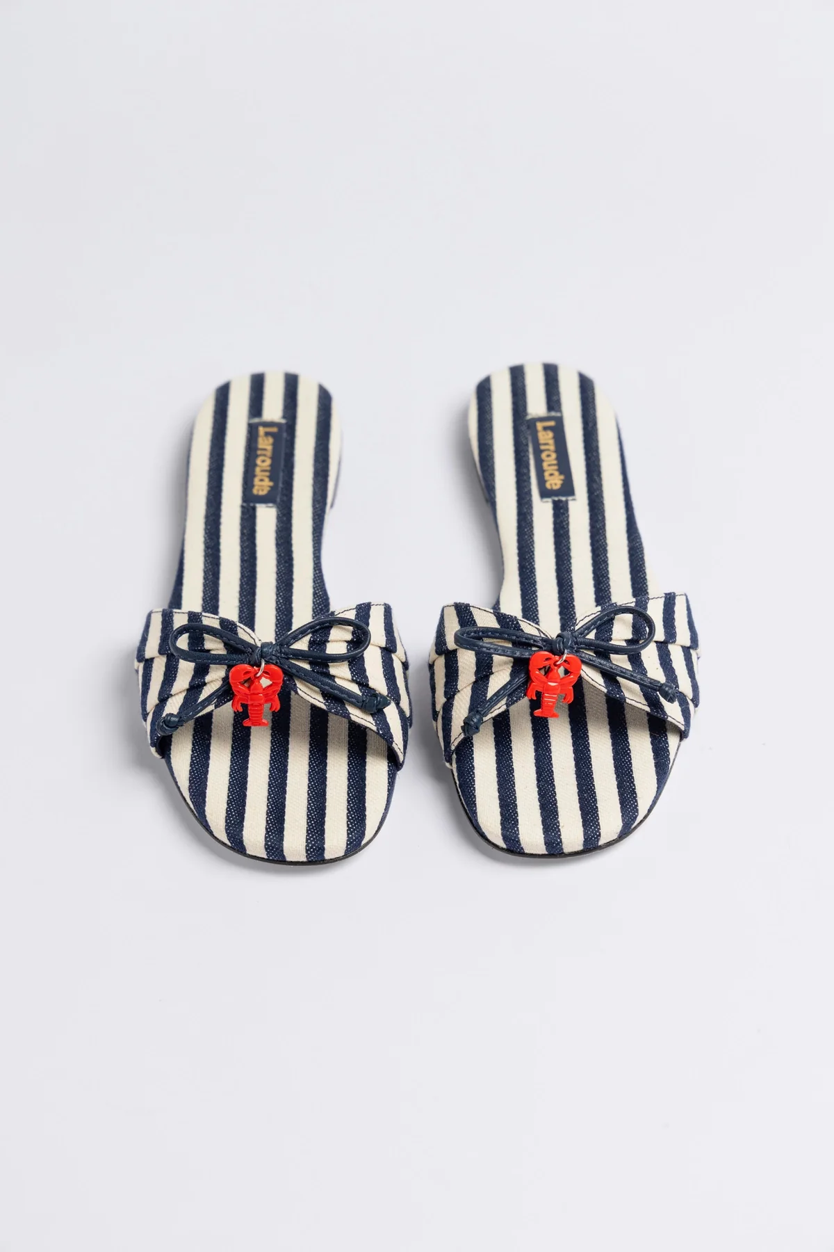 Bardot Flat Navy Striped Canvas - Image 2