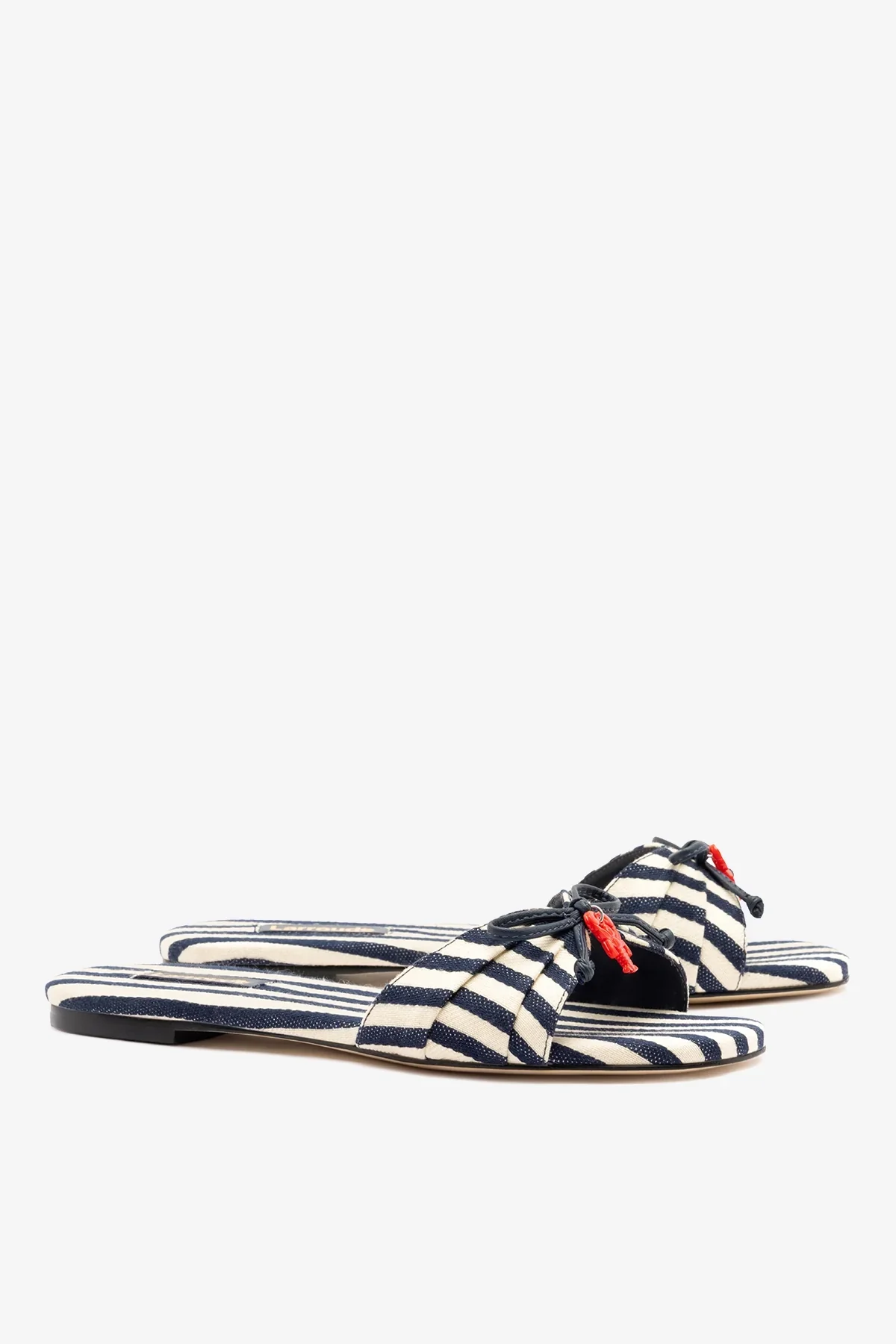 Bardot Flat Navy Striped Canvas - Image 3
