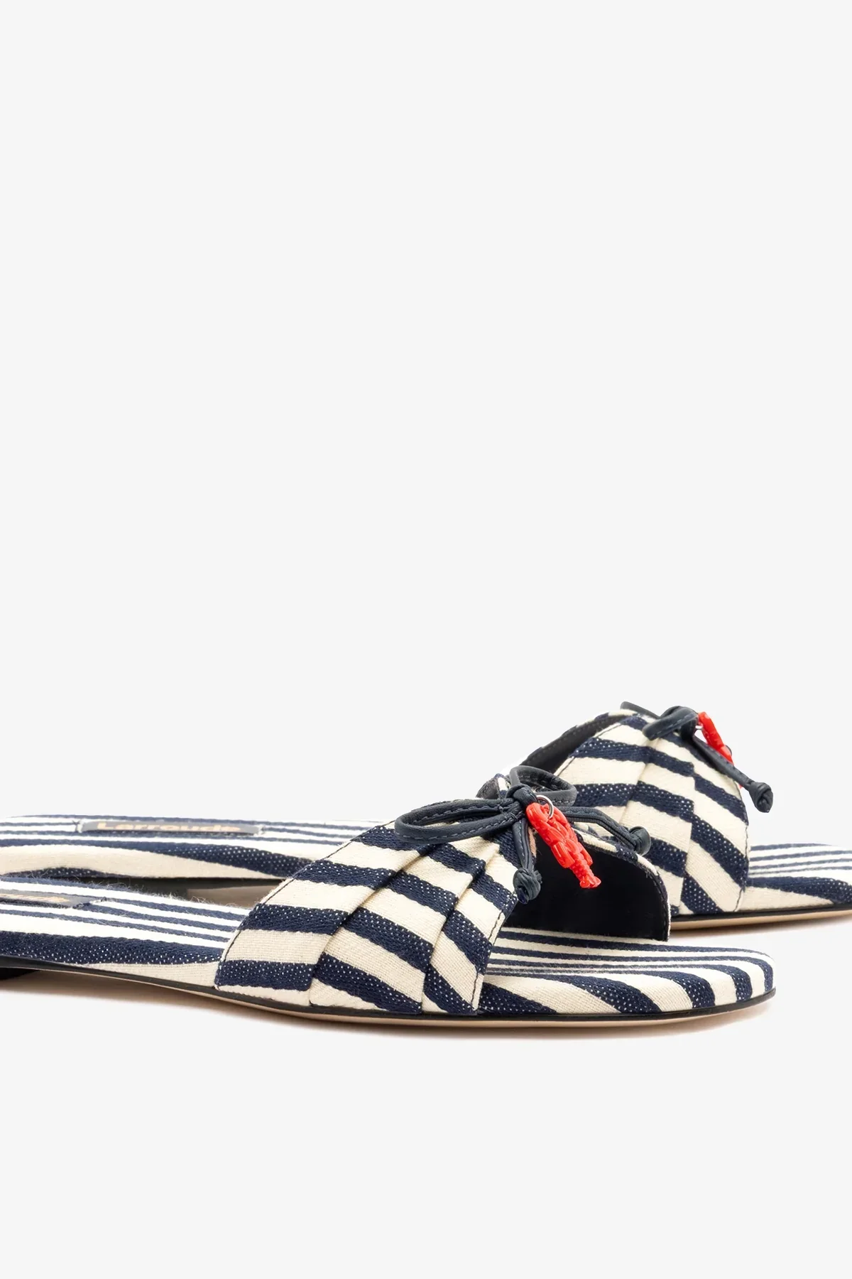 Bardot Flat Navy Striped Canvas - Image 4