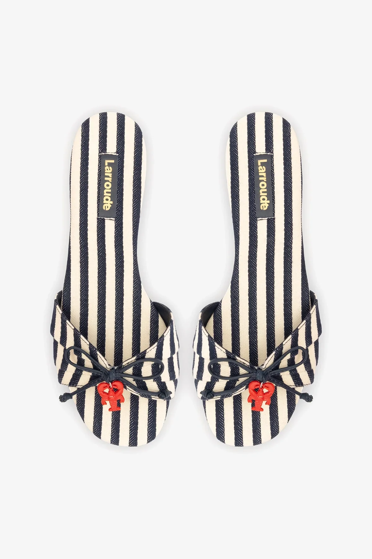 Bardot Flat Navy Striped Canvas - Image 6