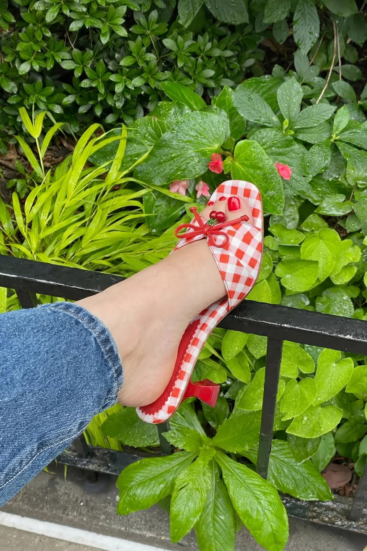 Bardot Mule Scarlet Printed Fabric - Image 2