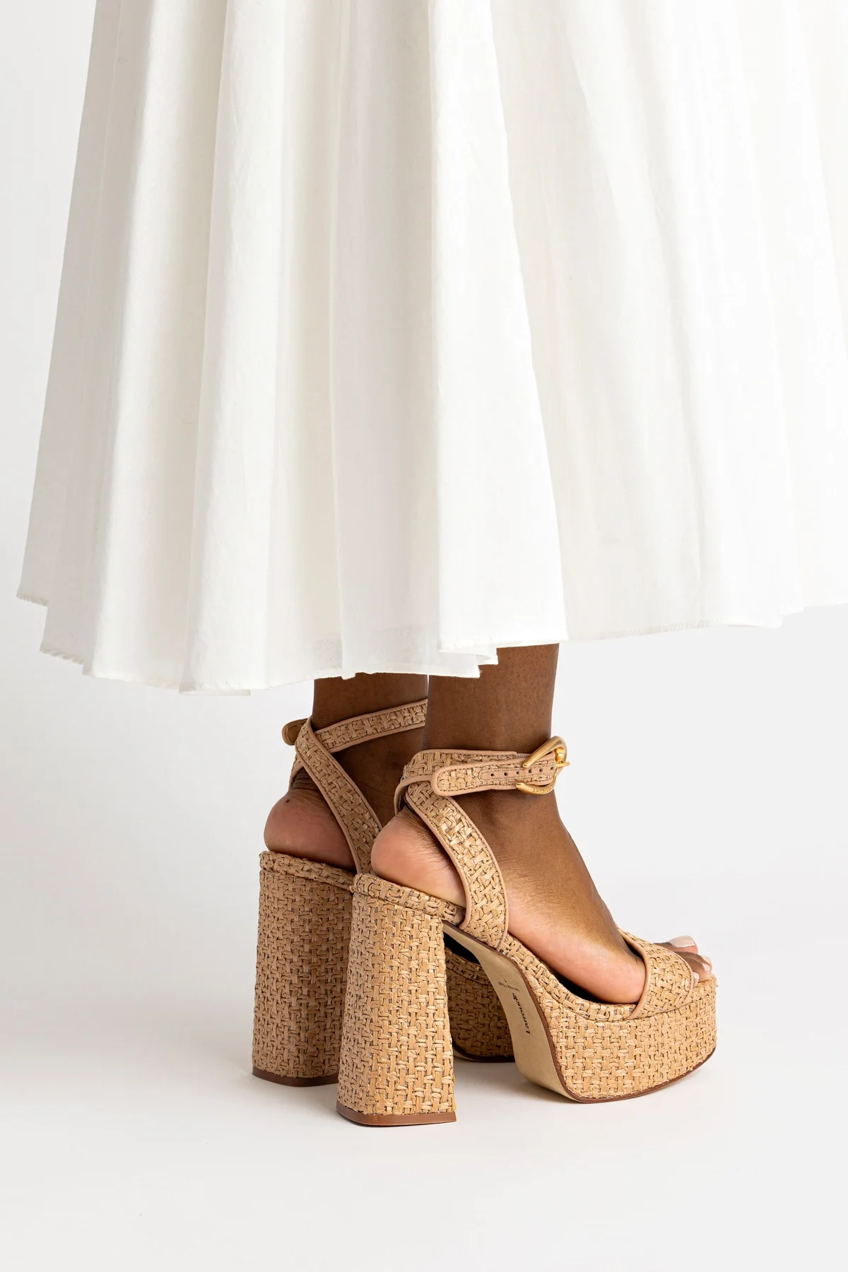 Dolly Verona Sandal In Beige Leather and Natural Raffia - Image 2
