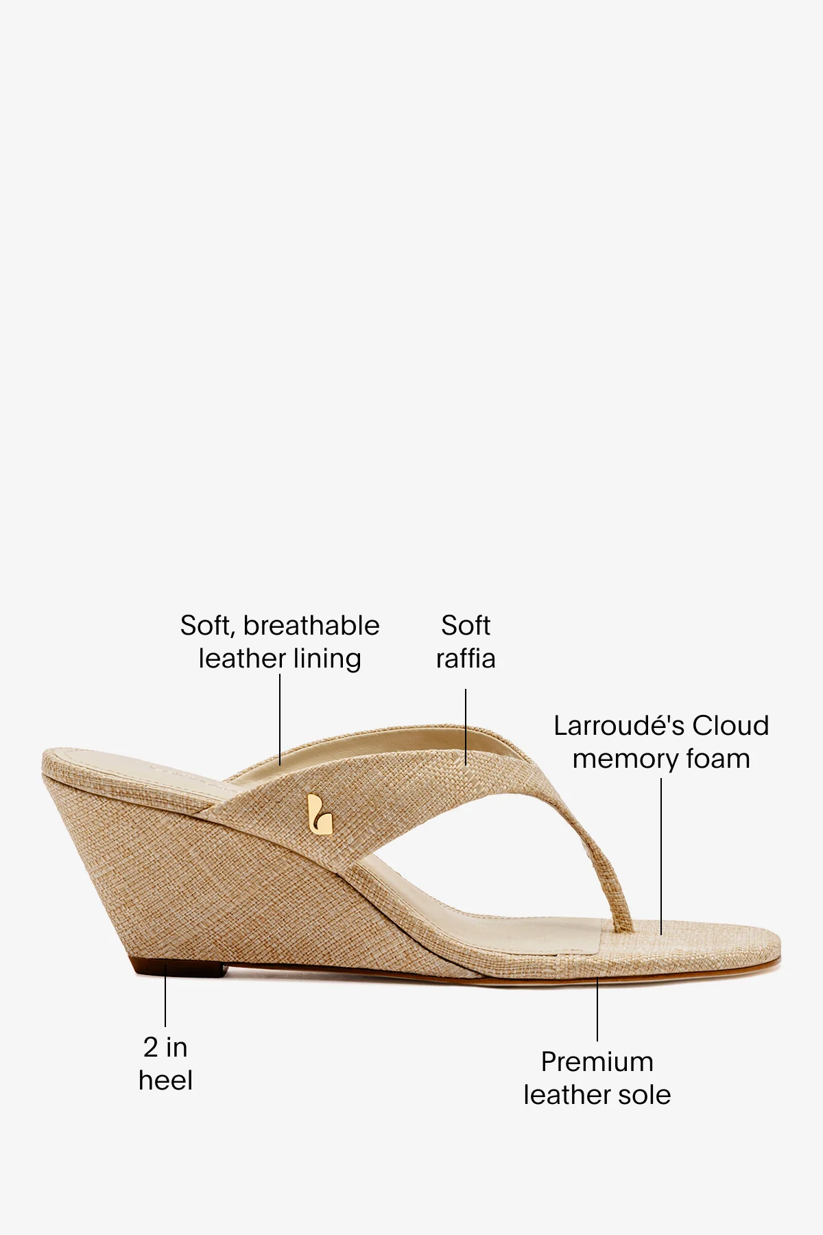 Gaia Low Wedge In Beige Raffia - Image 5