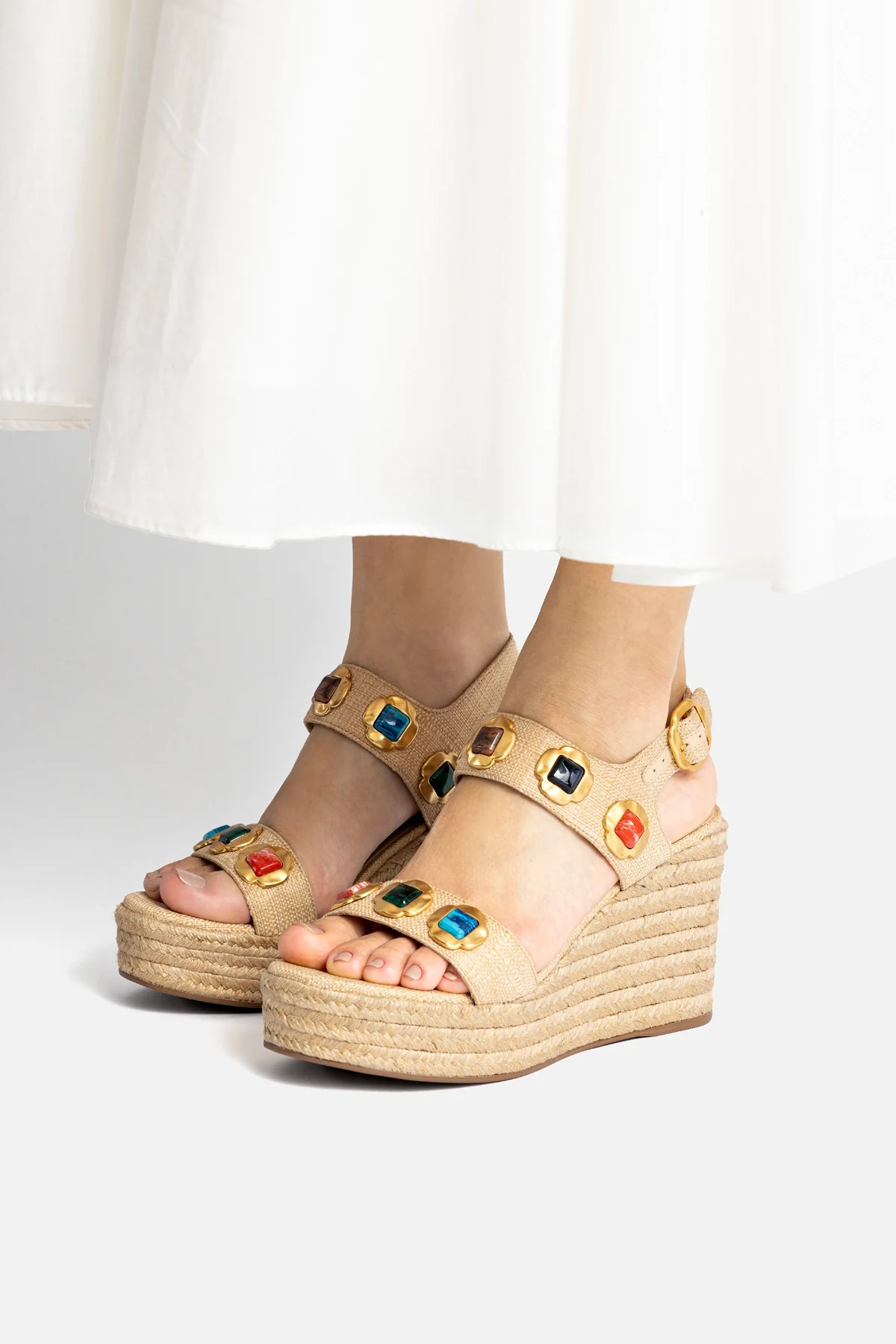 Milan Gioiello Espadrille In Beige Raffia - Image 2
