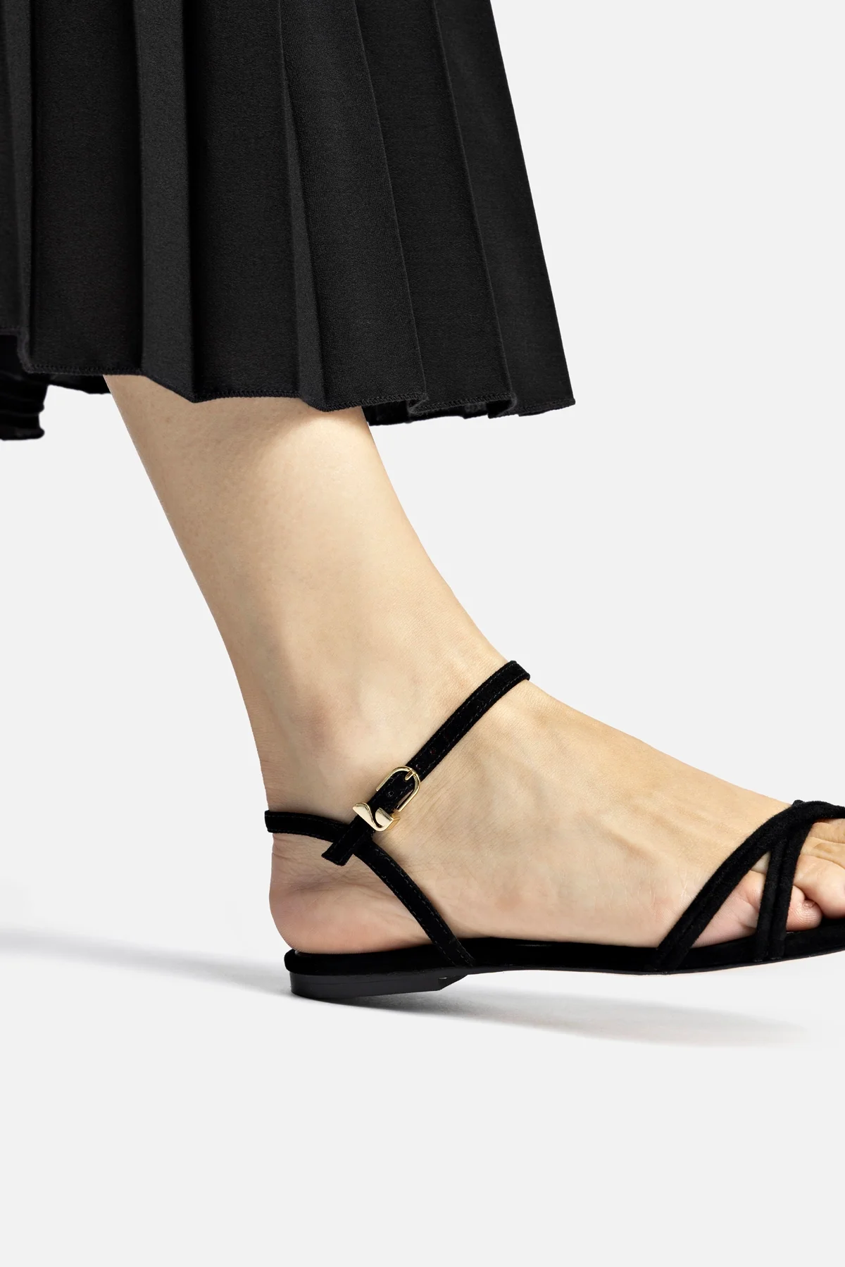 Annie Sandal Ankle Tie In Black Leather - Image 6