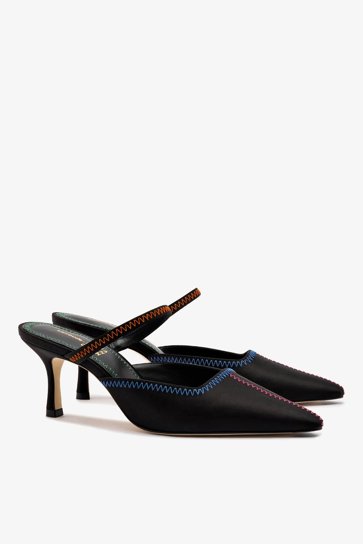 Jonathan Cohen by L.: Zig Zag Pump In Black Satin - Image 2