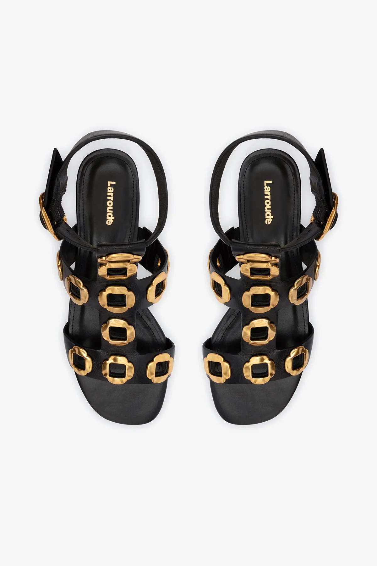 Milan Gladiator Flat In Black Leather - Image 7