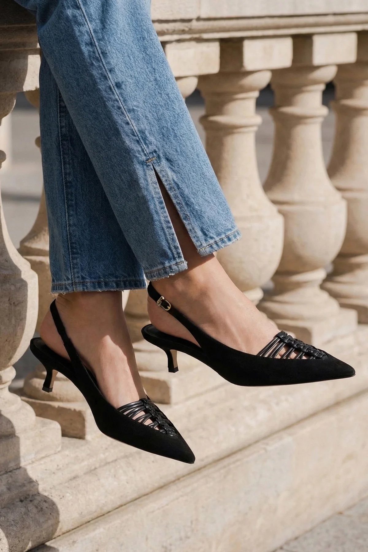 Nara Pump In Black Suede and Leather - Image 2