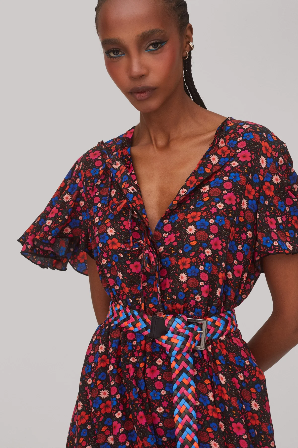 Nicole Dress In Black Floral Silk - Image 2