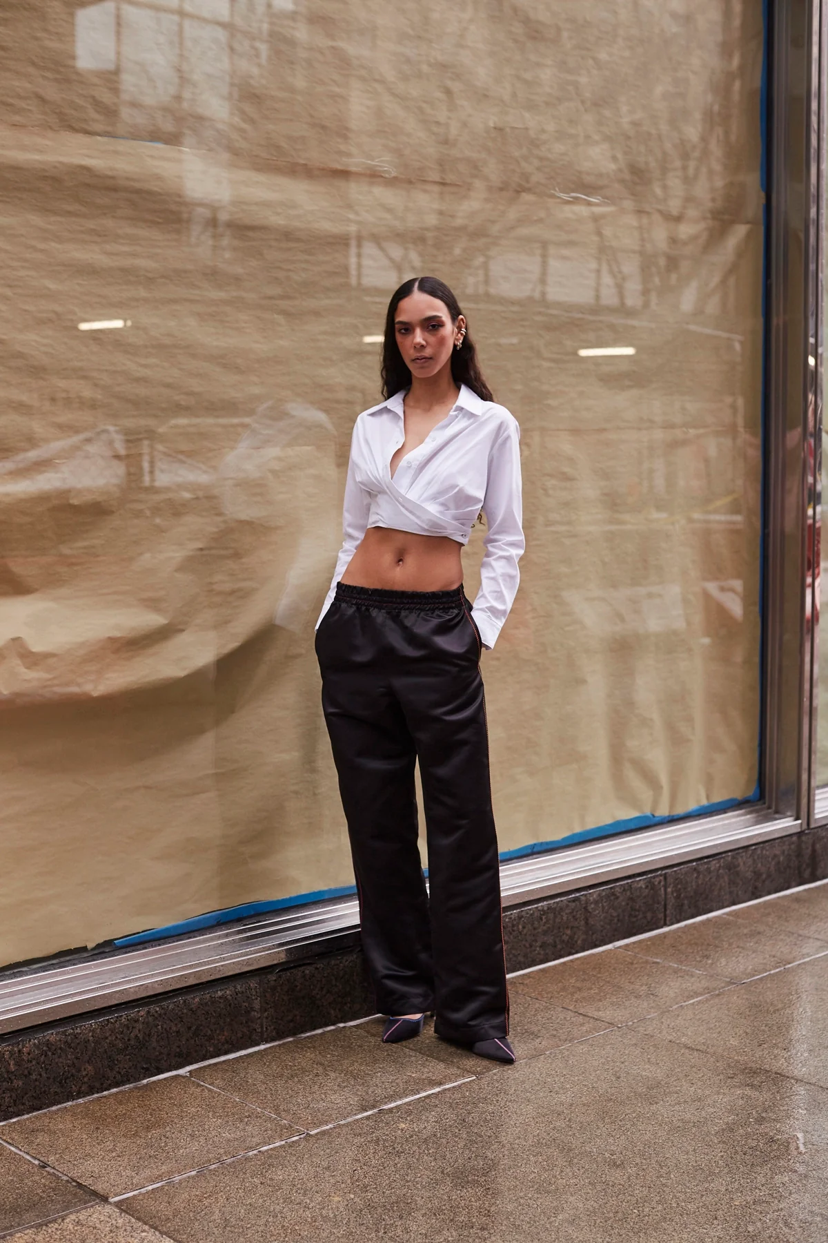 Rose Wrap Top In White Cotton - Image 2