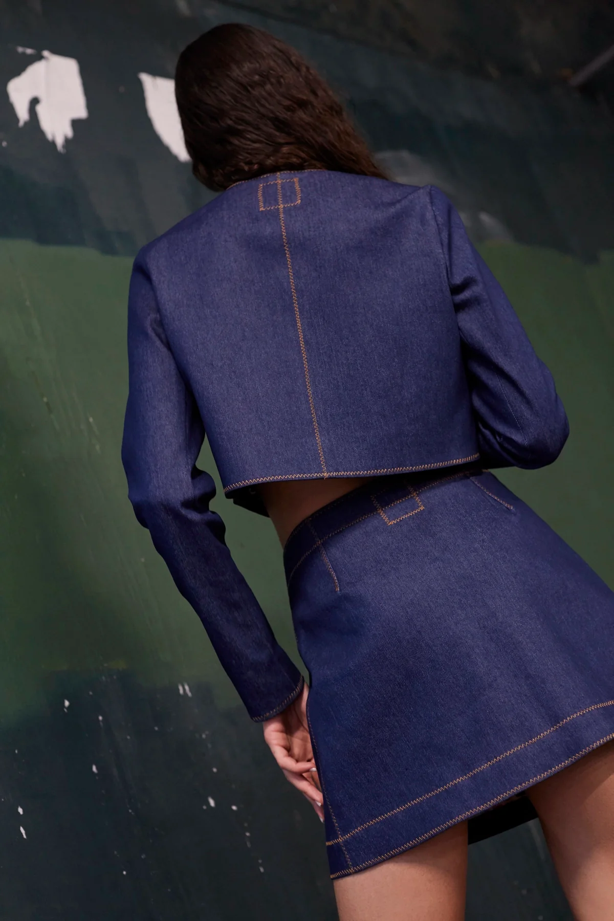 Marina Mini Skirt In Blue Denim - Image 5