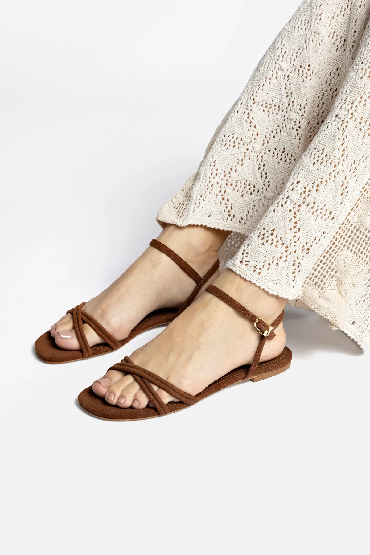 Annie Ankle Strap Sandal In Burnt Umber Leather - Image 6