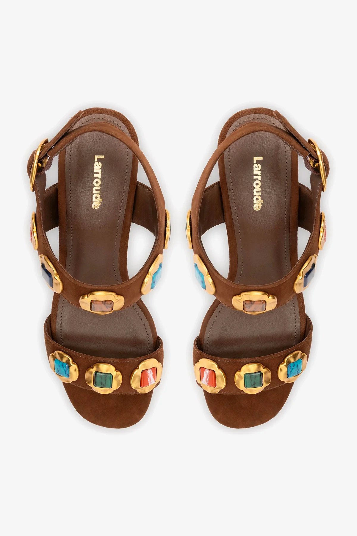 Milan Gioiello Block Sandal In Burnt Umber Leather - Image 7