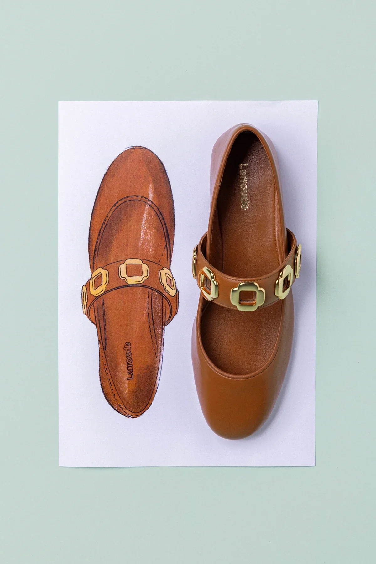 Milan Ballet Flat In Caramel Leather - Image 6