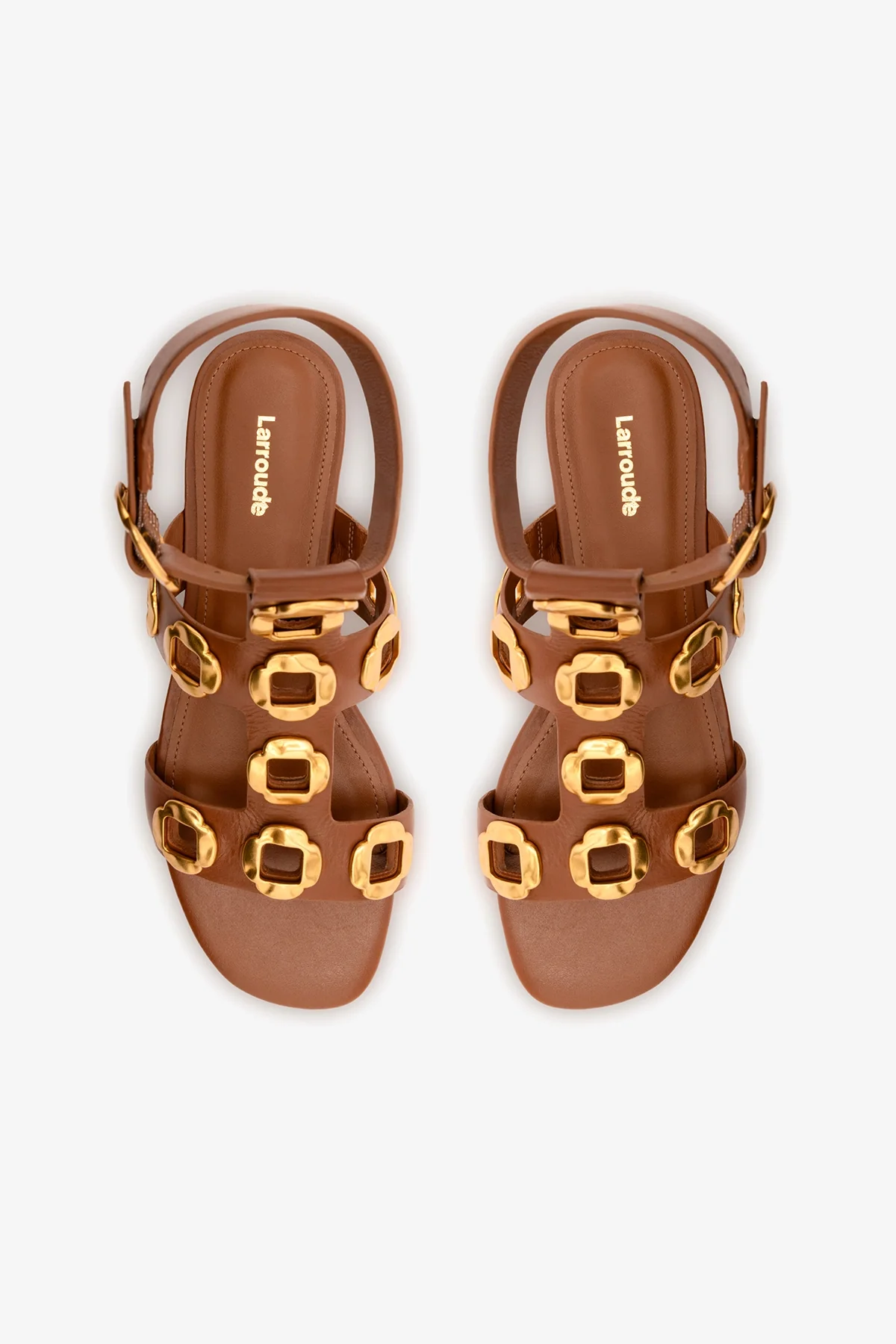 Milan Gladiator Flat In Caramel Leather - Image 7