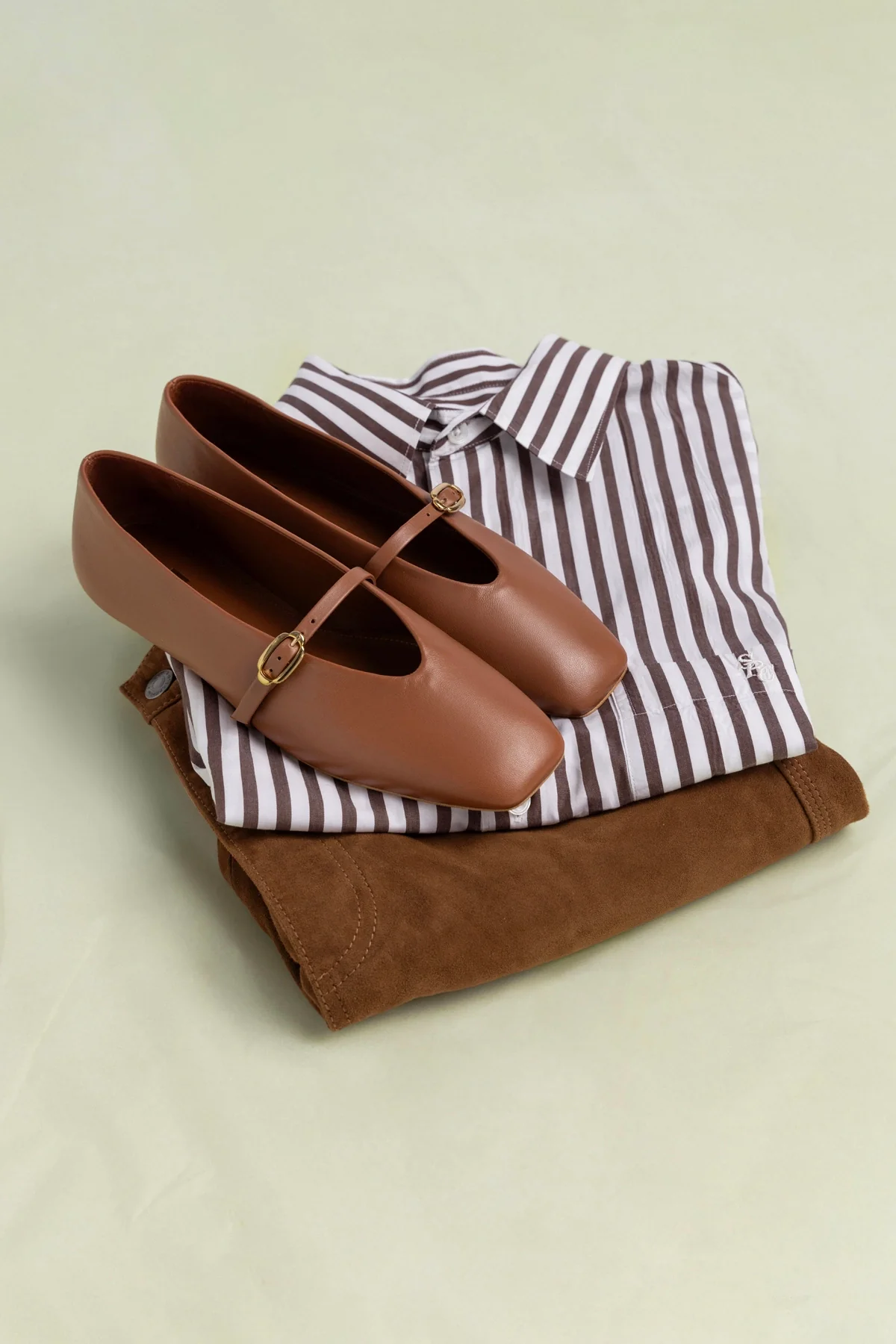 Misty Ballerina Flat In Caramel Leather - Image 2