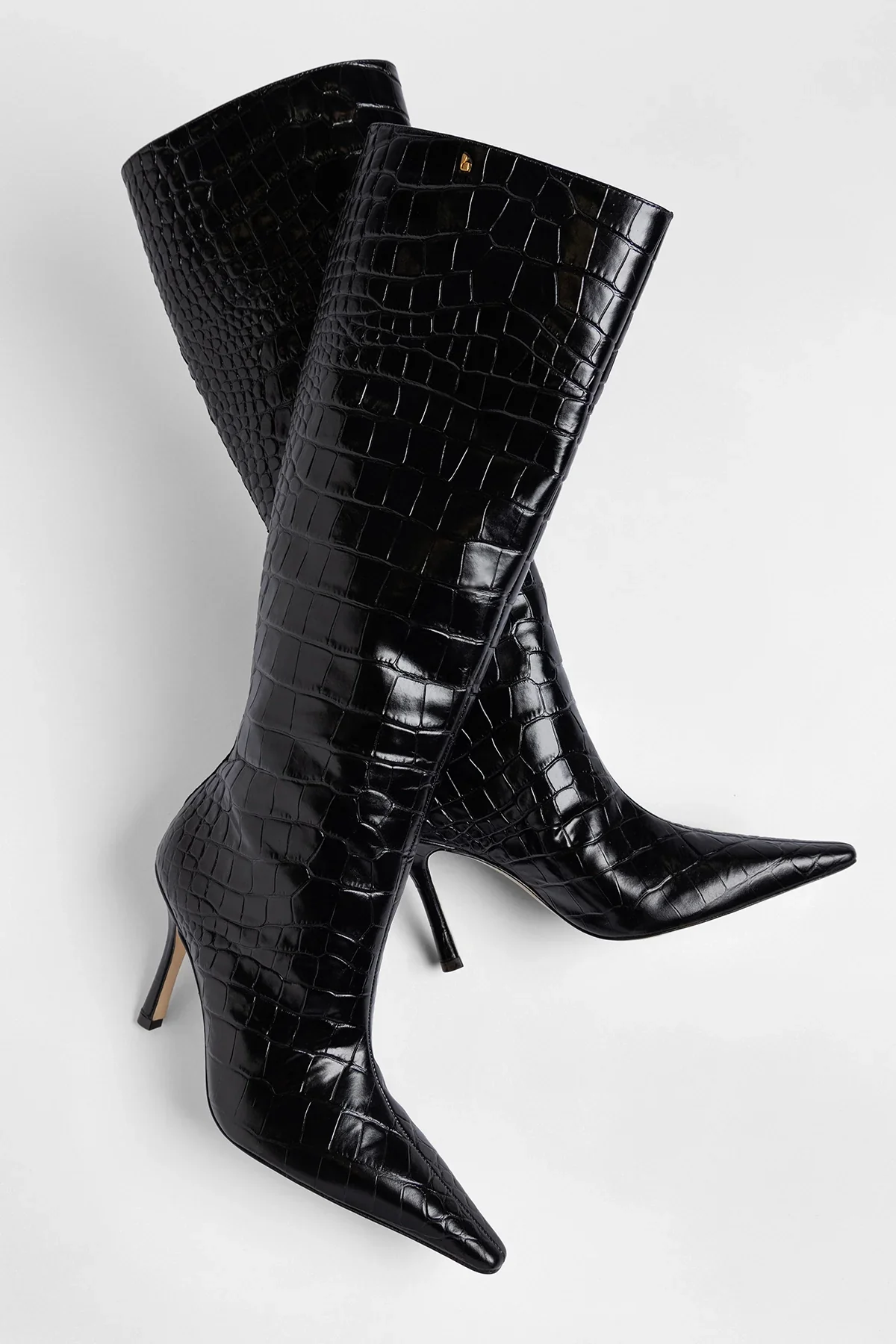 Carine Boot Black Croco Patent Leather - Image 3