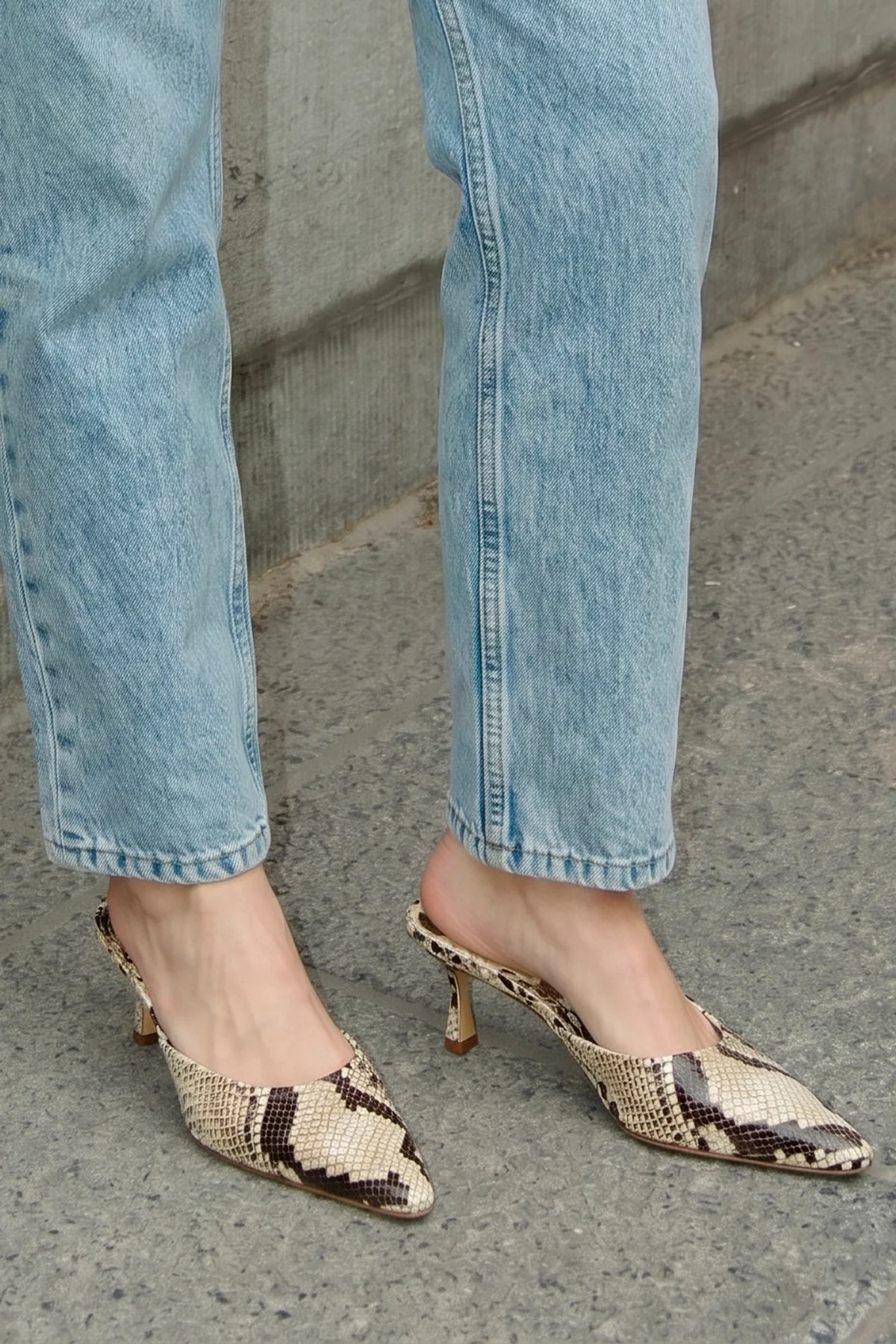 Carine Mule Neutral Snake Leather - Image 2