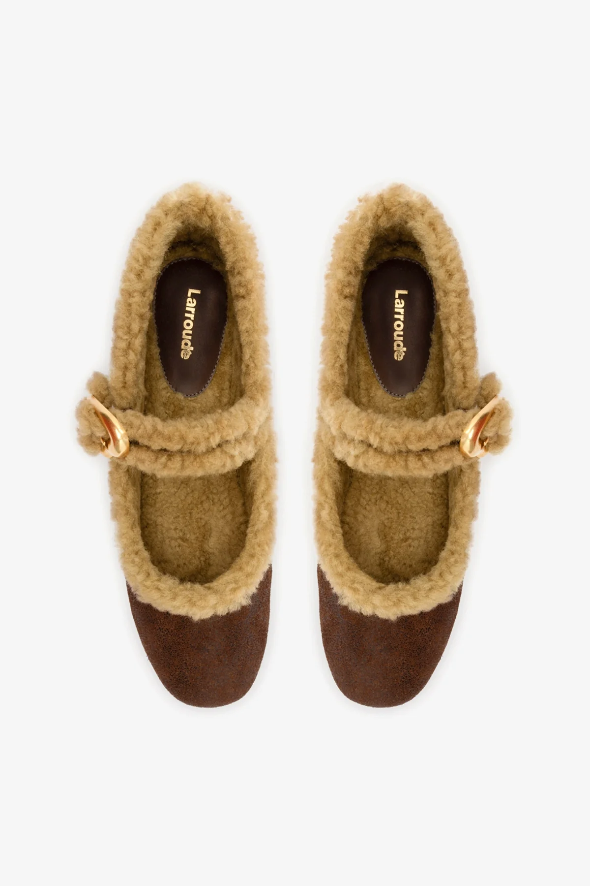 Verona Ballet Flat In Cocoa Leather And Natural Shearling - Image 7