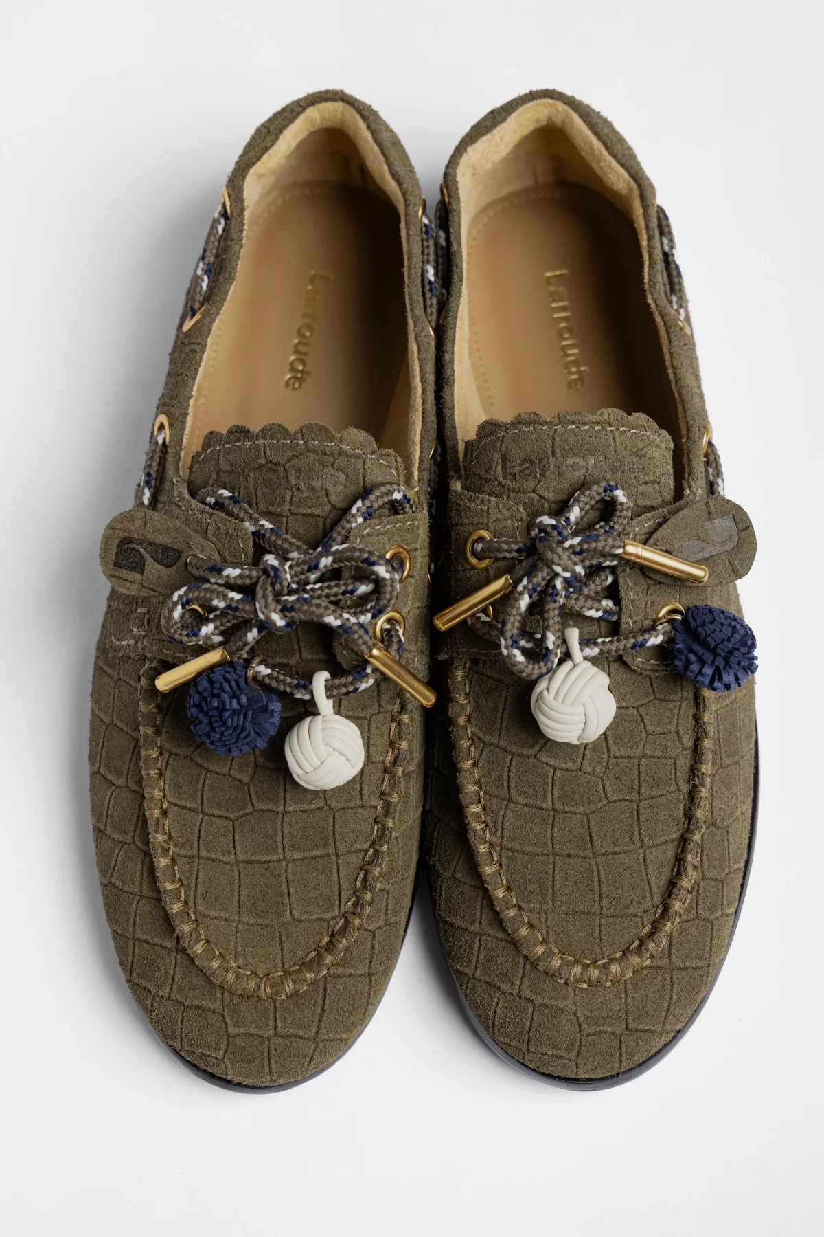 Cyprus Boat Shoe Olive Croco Suede - Image 3