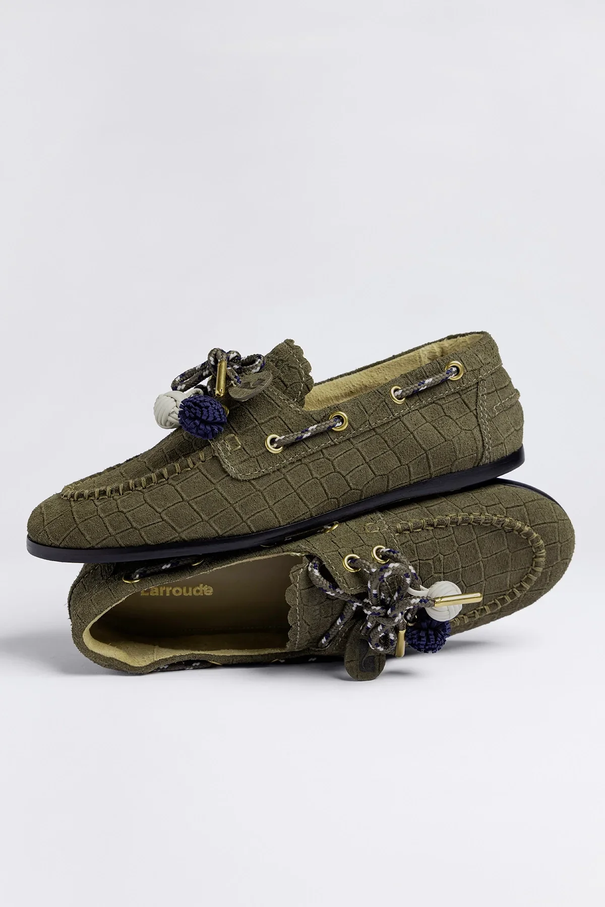 Cyprus Boat Shoe Olive Croco Suede - Image 4