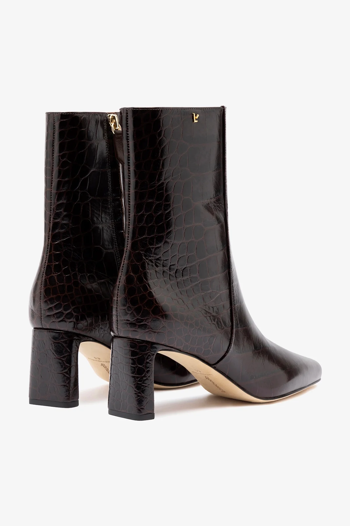 Alexis Bootie In Dark Croco Embossed Leather - Image 7