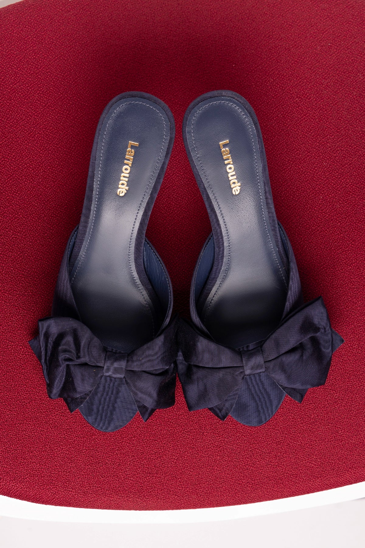 Elle Peep Toe Mule Navy Silk - Image 5