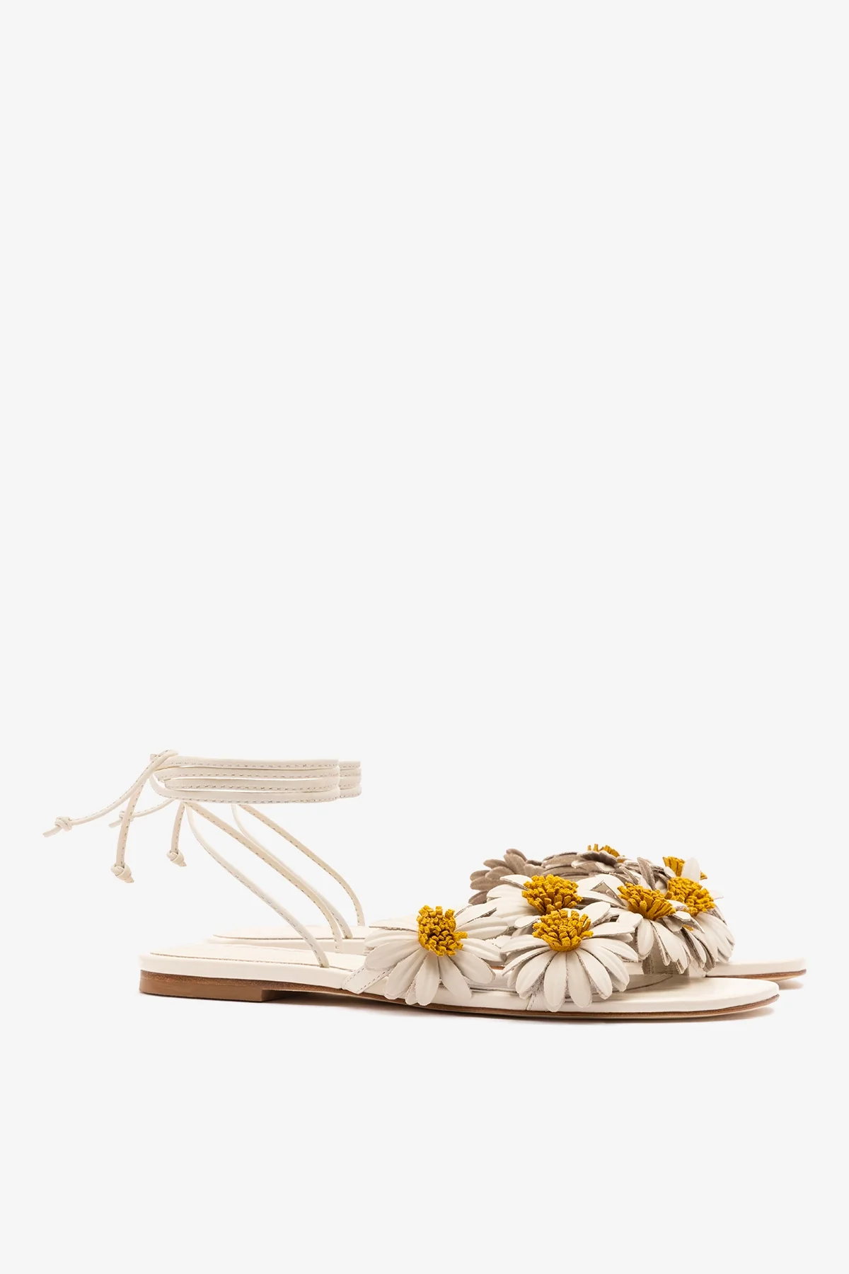 Fiore Flat Sandal Ivory Leather - Image 3