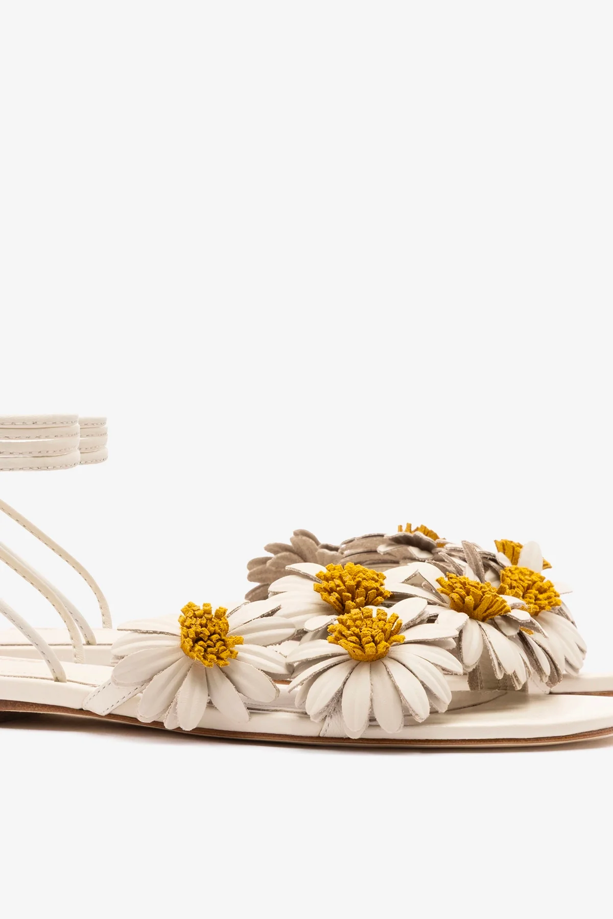 Fiore Flat Sandal Ivory Leather - Image 4