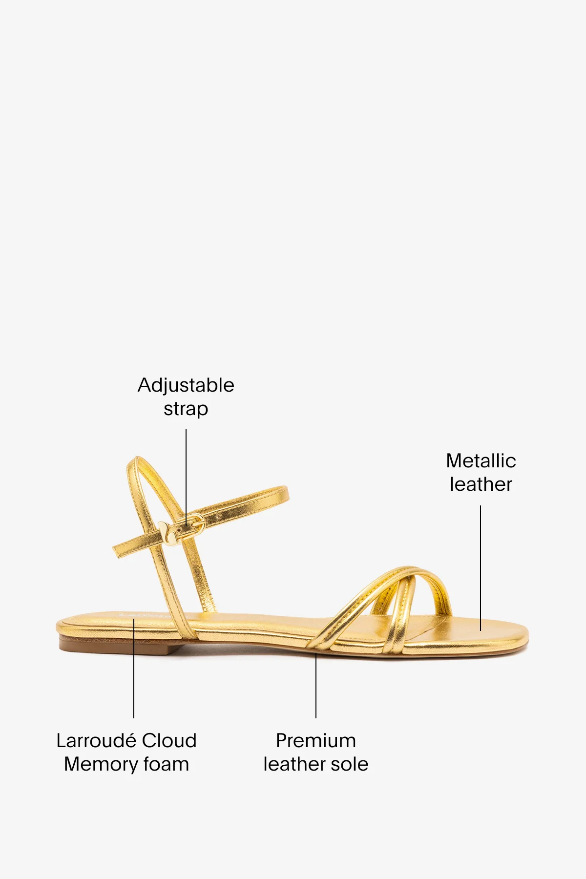 Annie Sandal Ankle Tie In Gold Metallic Leather - Image 5