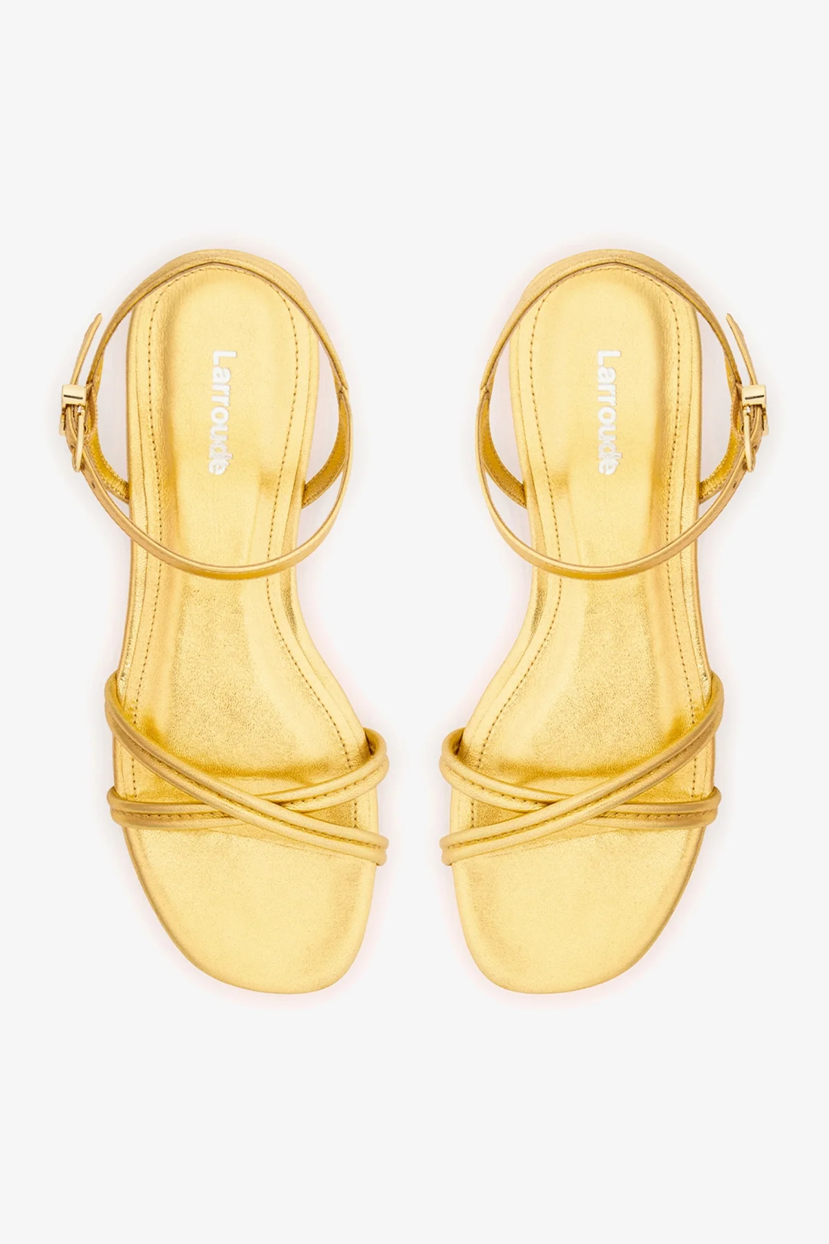 Annie Sandal Ankle Tie In Gold Metallic Leather - Image 7