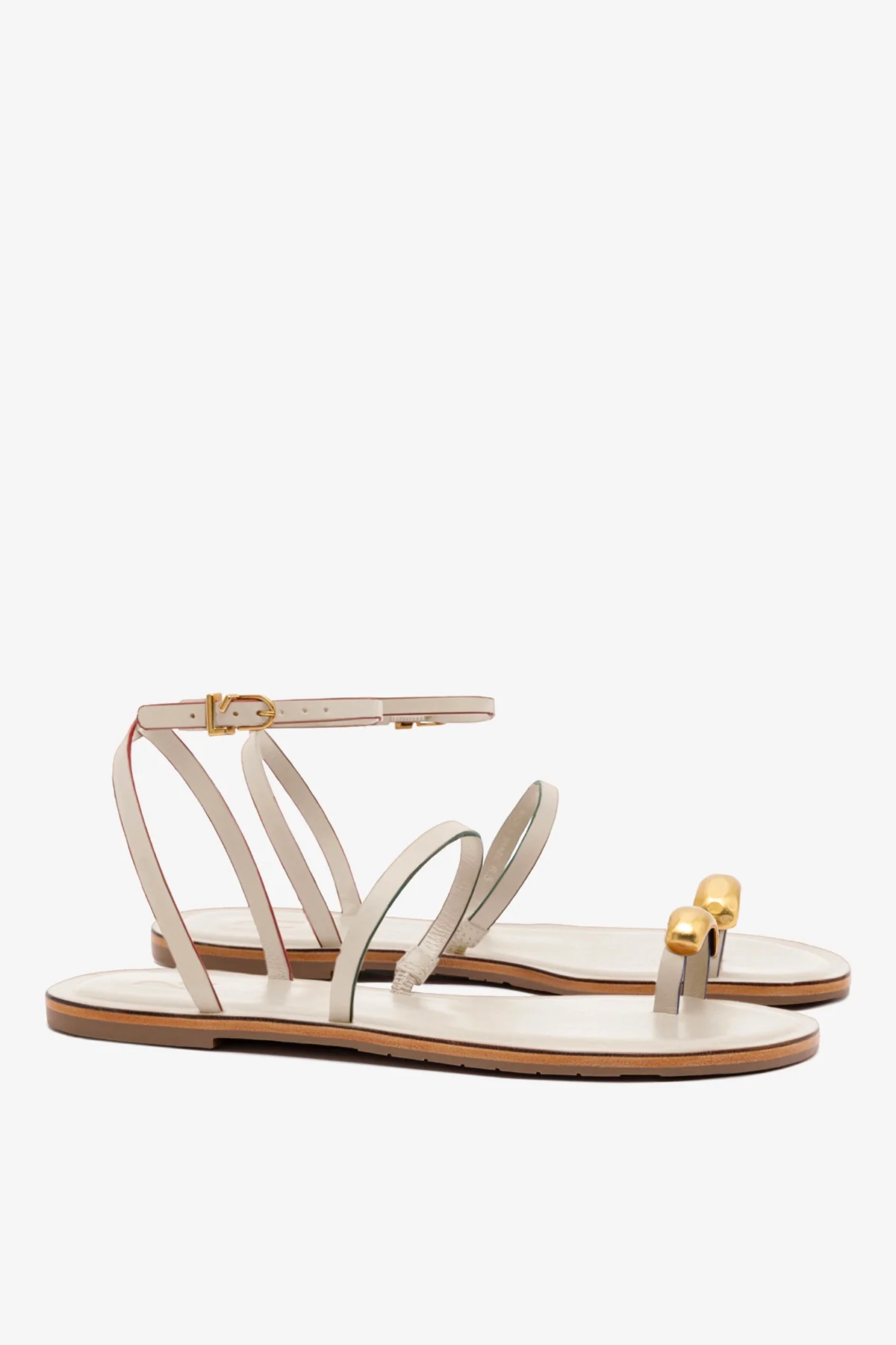 Biarritz Flat Sandal In Ivory Leather - Image 3
