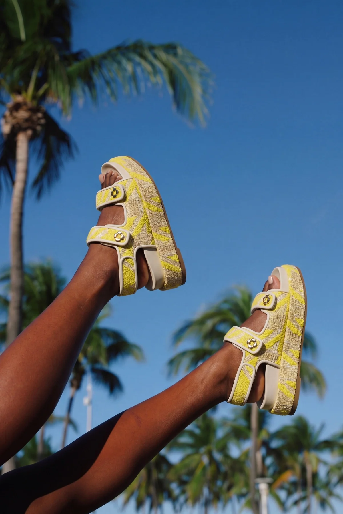 Jetty Sandal Yellow Printed Fabric - Image 2