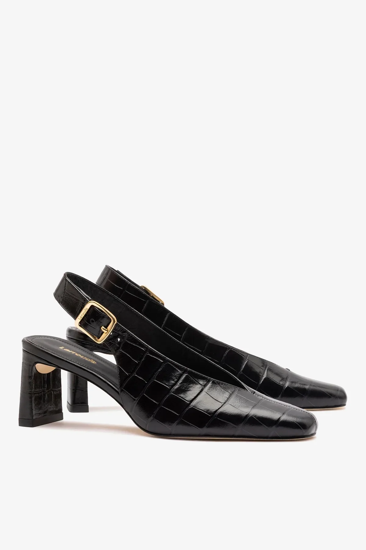 Katie Pump Black Crocodile-Embossed Patent - Image 3