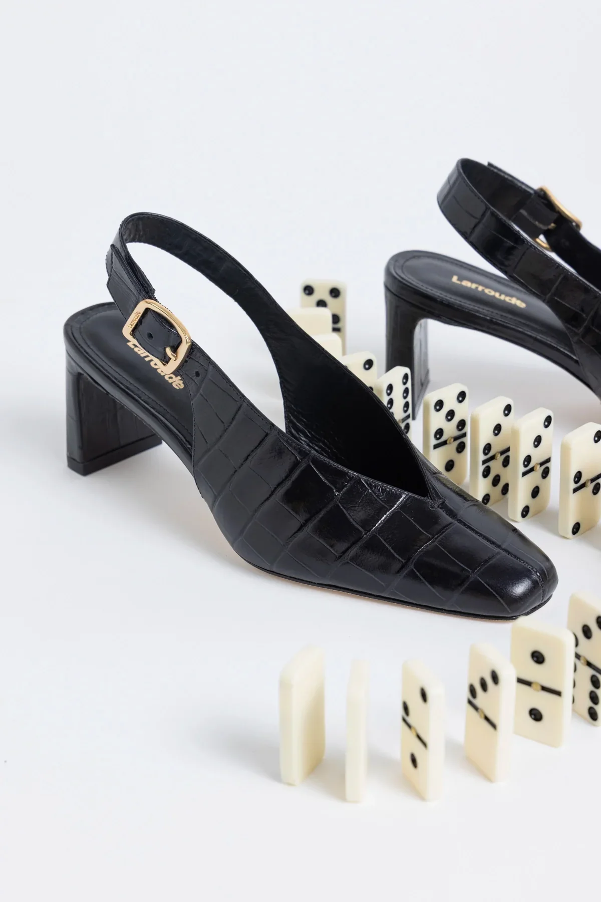 Katie Pump Black Crocodile-Embossed Patent - Image 4