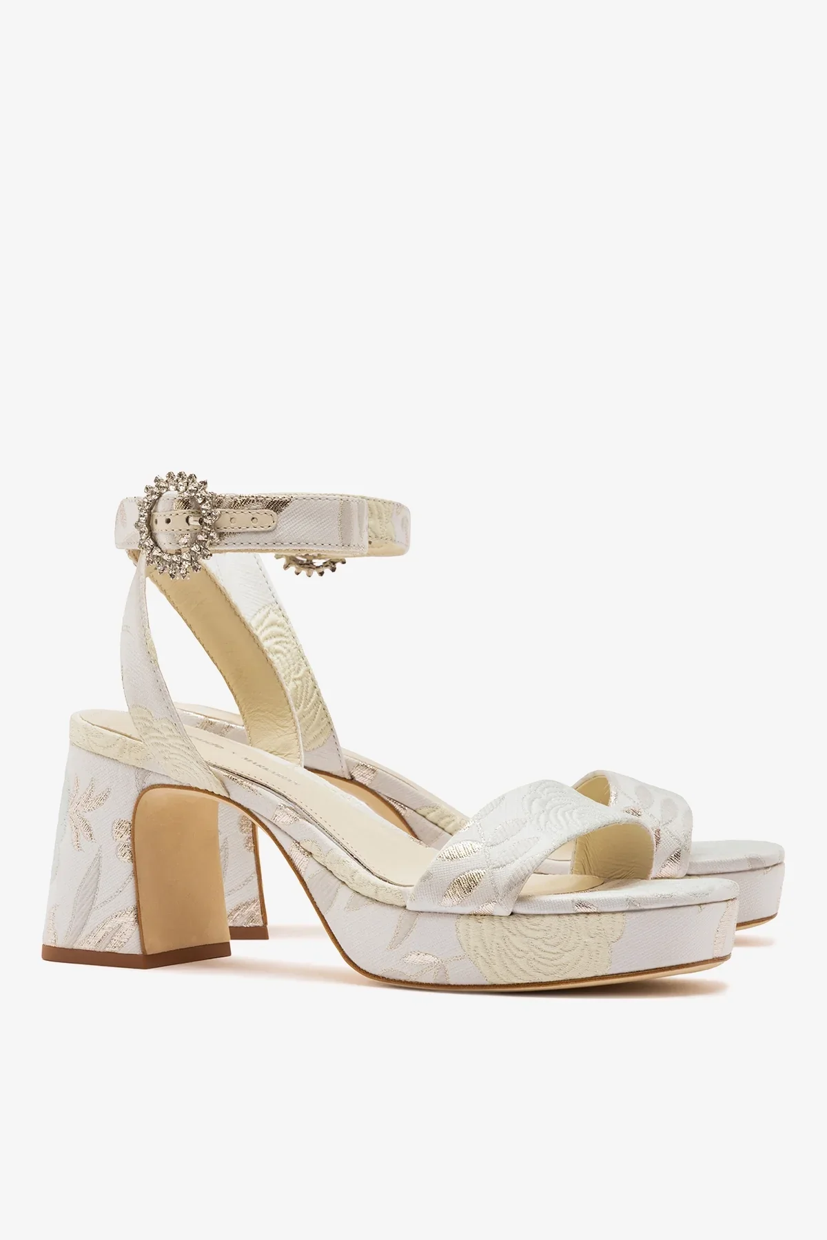 Larroudé x Markarian: Dolly Low Sandal Ivory Brocade - Image 3