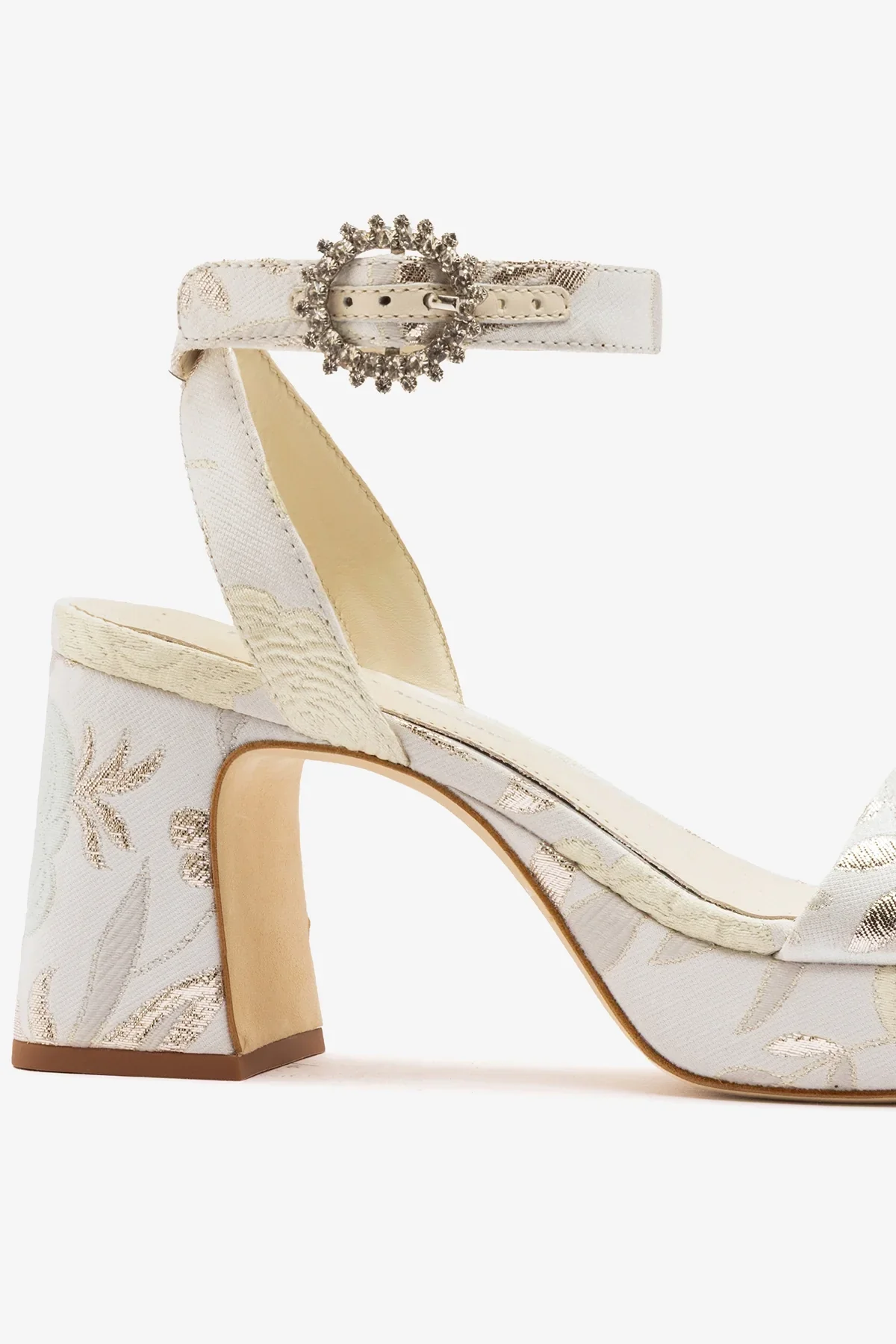 Larroudé x Markarian: Dolly Low Sandal Ivory Brocade - Image 4