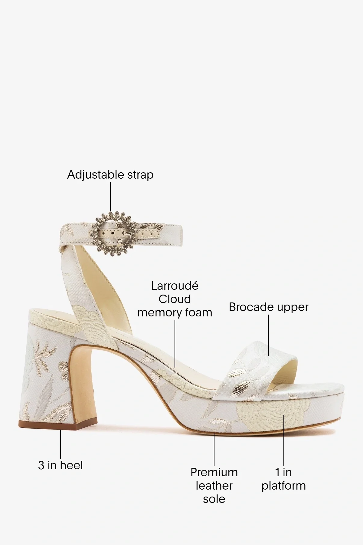 Larroudé x Markarian: Dolly Low Sandal Ivory Brocade - Image 5