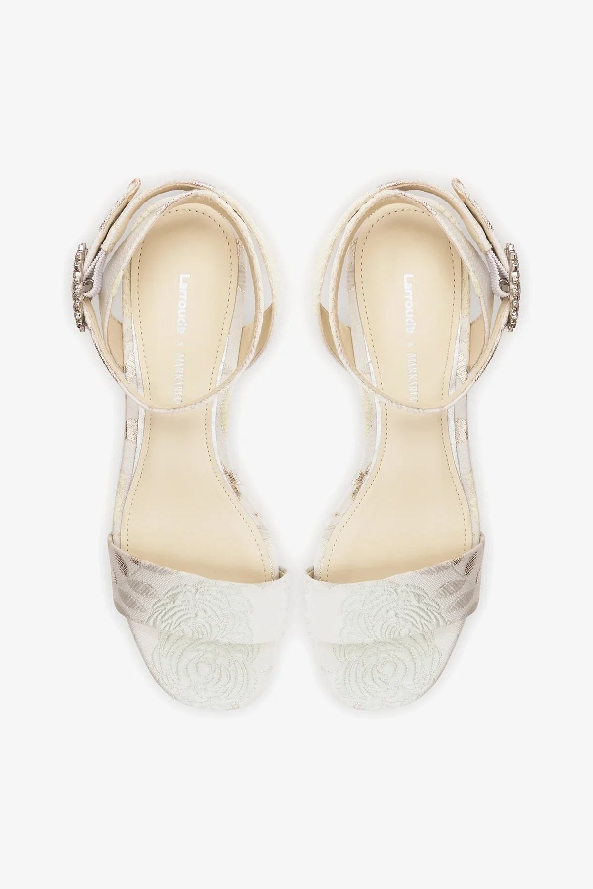 Larroudé x Markarian: Dolly Low Sandal Ivory Brocade - Image 7