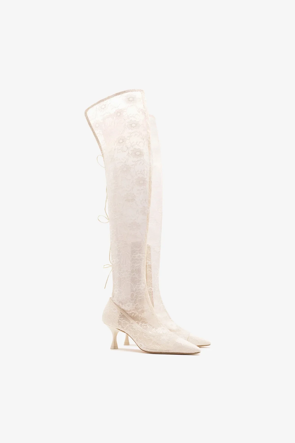 Larroudé x Markarian: Ines Lace-up Boot White Lace - Image 3