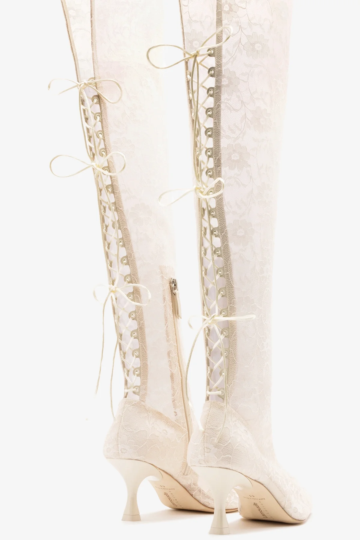 Larroudé x Markarian: Ines Lace-up Boot White Lace - Image 4